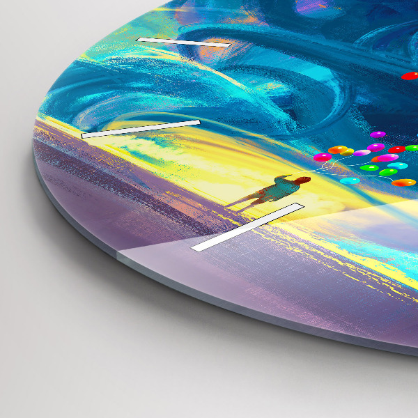 Reloj de cristal redondo Niño y globos