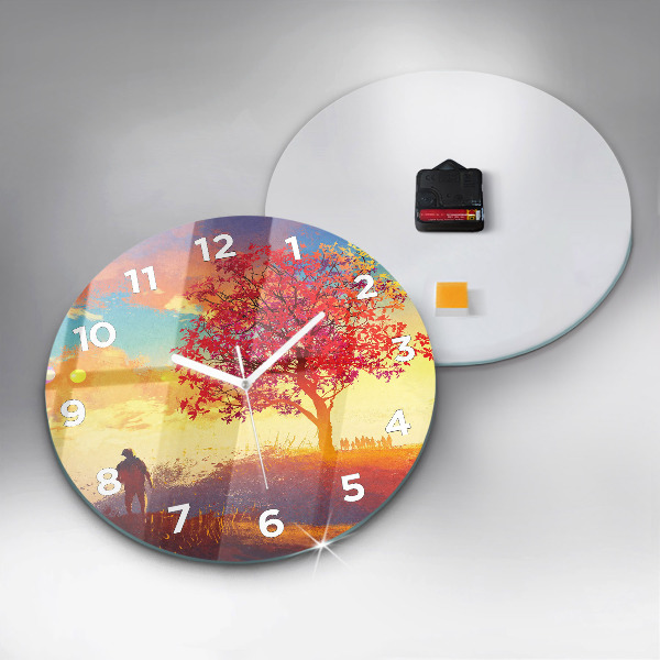 Reloj de cristal redondo Paisaje otoñal