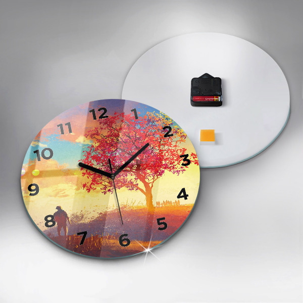 Reloj de cristal redondo Paisaje otoñal