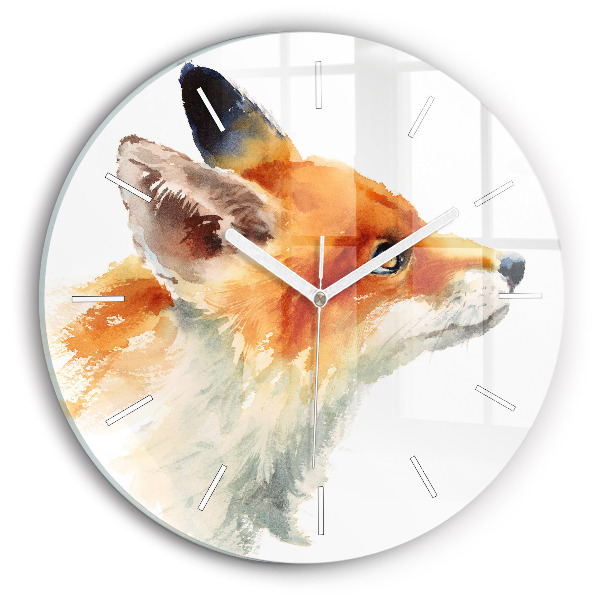 Reloj redondo pared Acuarela joven zorro