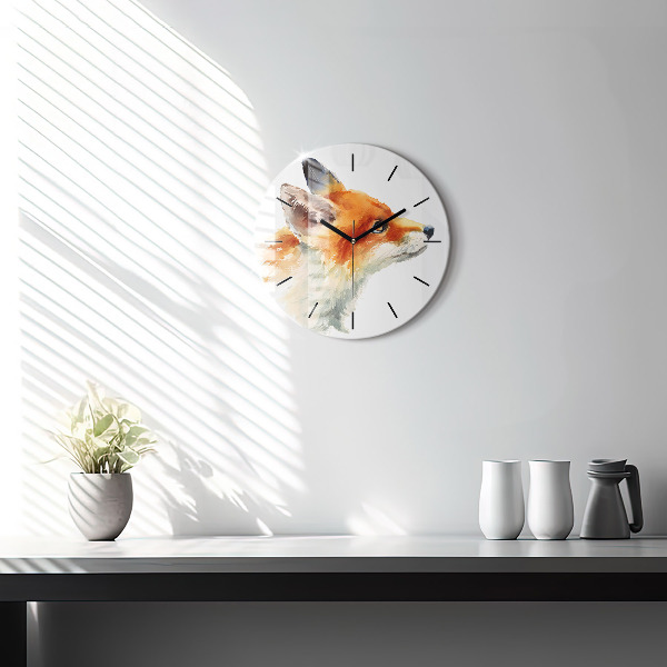 Reloj redondo pared Acuarela joven zorro