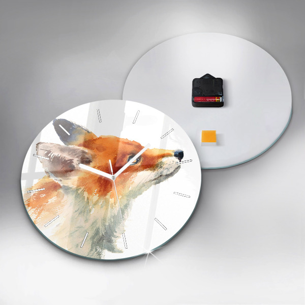 Reloj redondo pared Acuarela joven zorro