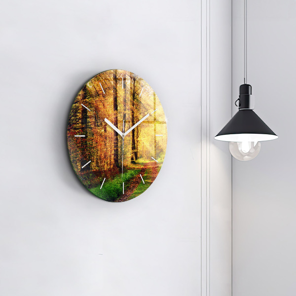Reloj de pared redondo Paisaje de bosque otoñal
