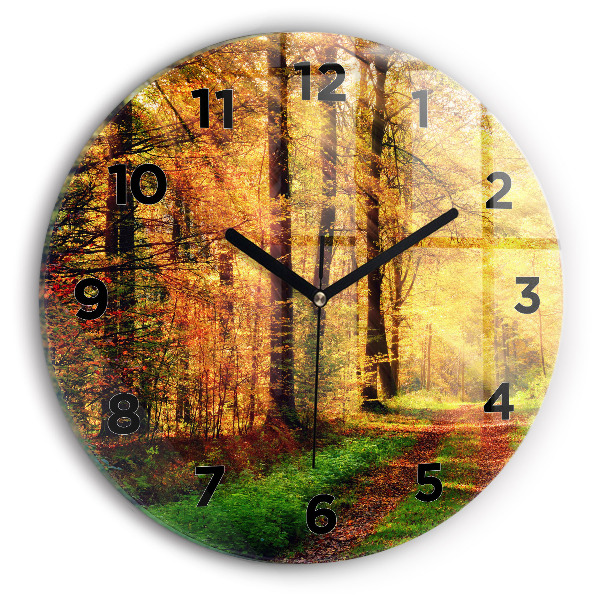 Reloj de pared redondo Paisaje de bosque otoñal