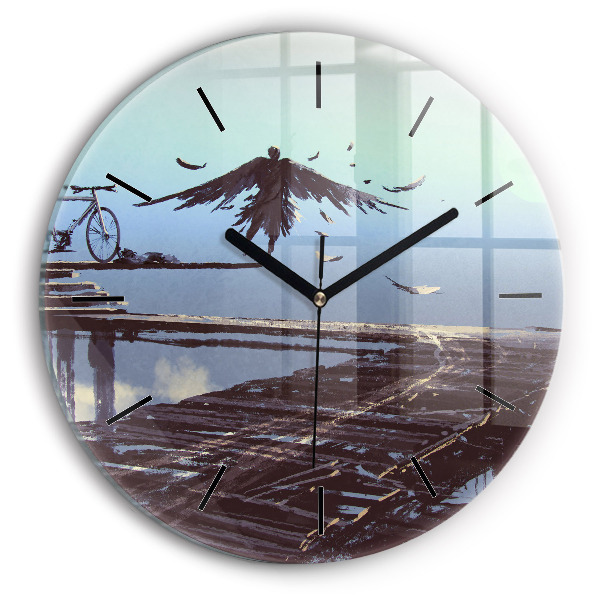 Reloj redondo pared Ángel en bicicleta