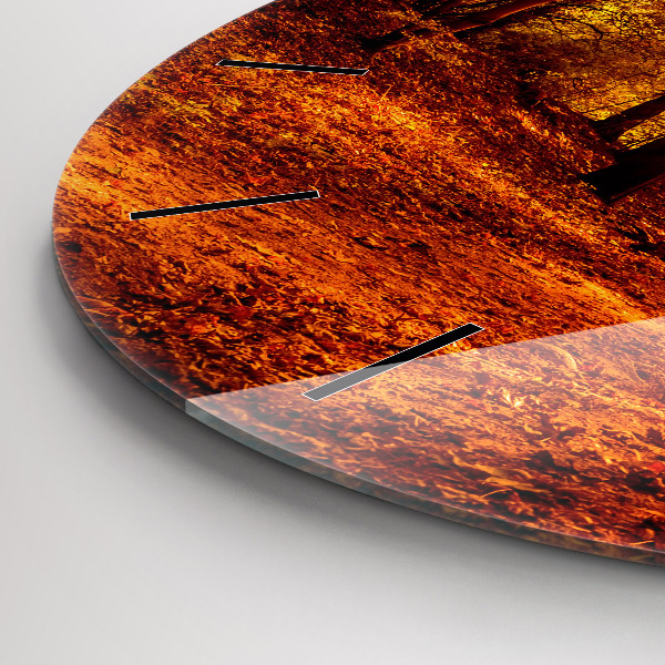 Reloj de cristal redondo Paisaje forestal al sol