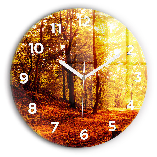 Reloj de cristal redondo Paisaje forestal al sol