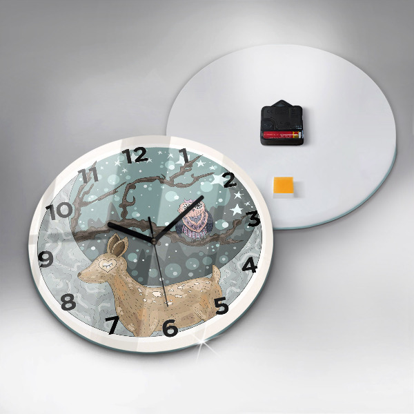 Reloj de pared redondo Animales nocturnos Luna
