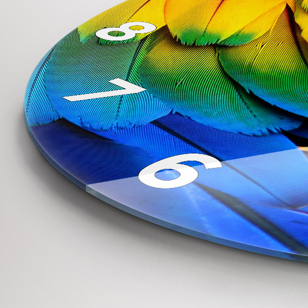 Reloj de pared redondo Pájaro Ara Alas de colores