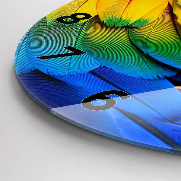 Reloj de pared redondo Pájaro Ara Alas de colores