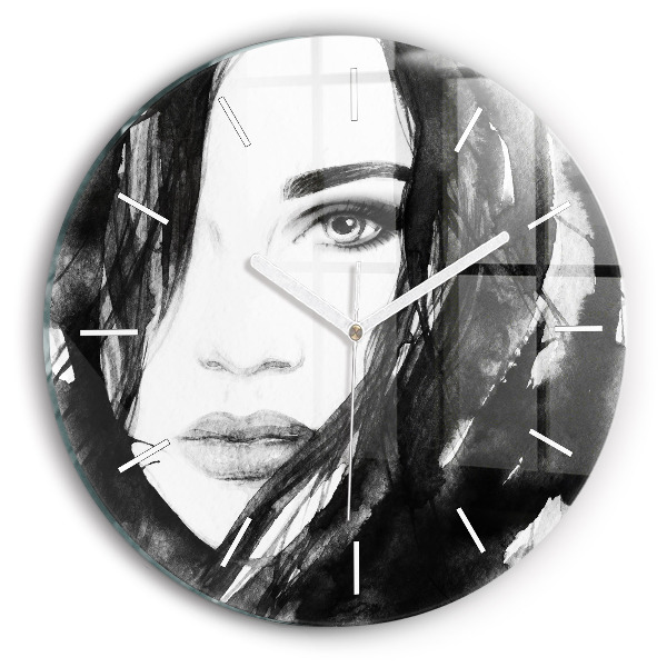Reloj de pared redondo Retrato de mujer acuarela