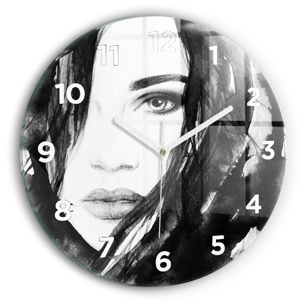 Reloj de pared redondo Retrato de mujer acuarela