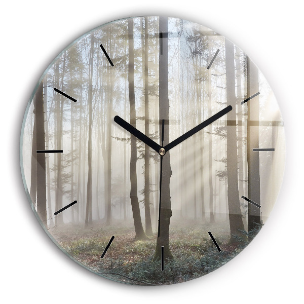 Reloj de pared redondo Bosque en niebla