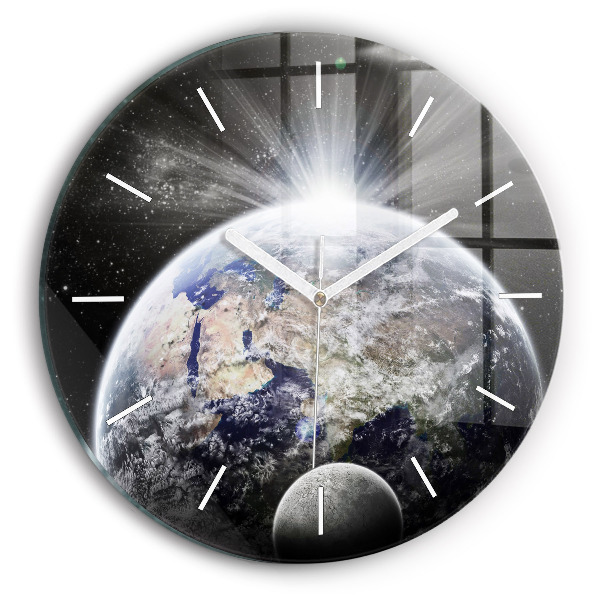 Reloj de pared redondo Tierra Luna Sol