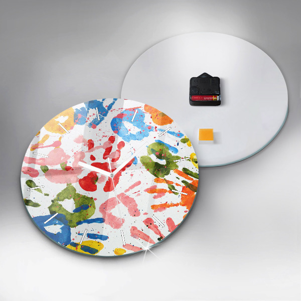 Reloj redondo pared Huellas de manos de niños