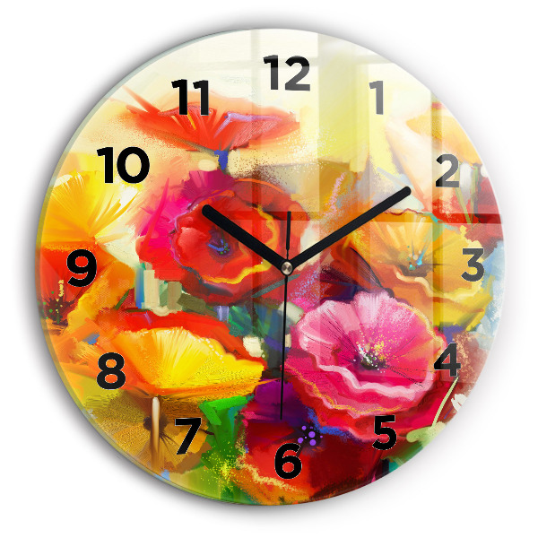 Reloj redondo pared Amapolas de colores