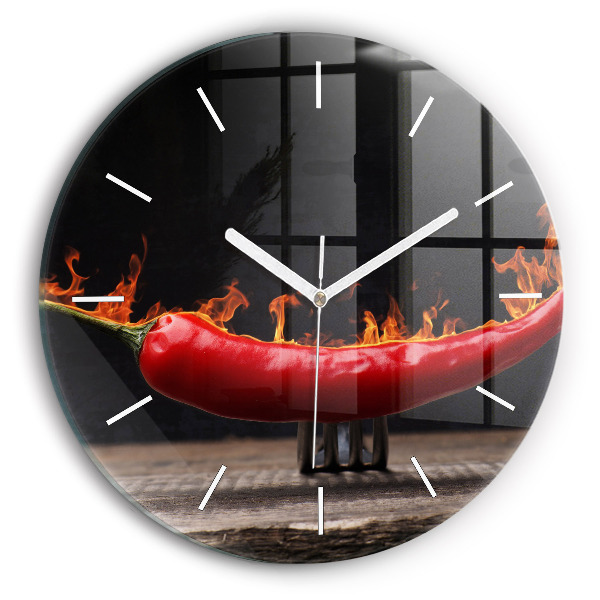Reloj de cristal redondo Pimiento pepperoni