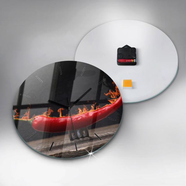 Reloj de cristal redondo Pimiento pepperoni
