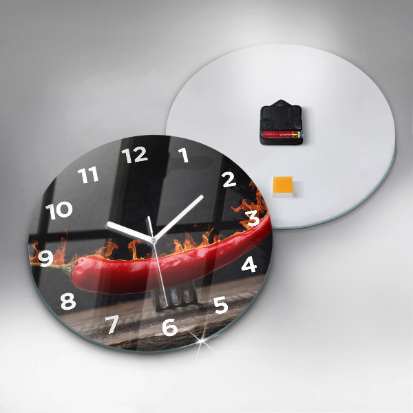 Reloj de cristal redondo Pimiento pepperoni
