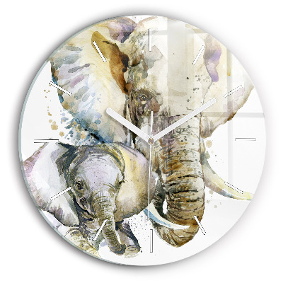 Reloj redondo pared Animales pintados Elefante