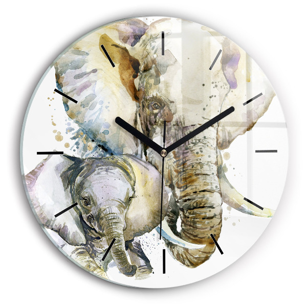 Reloj redondo pared Animales pintados Elefante
