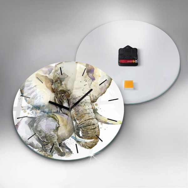 Reloj redondo pared Animales pintados Elefante