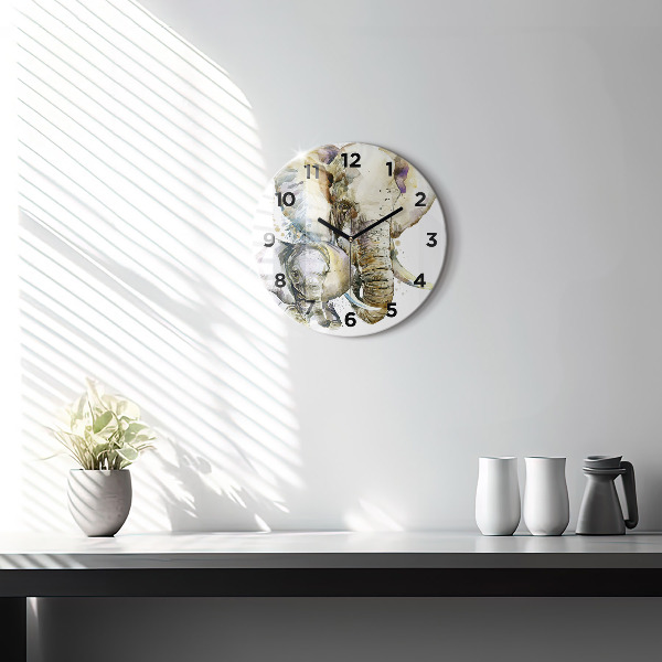 Reloj redondo pared Animales pintados Elefante