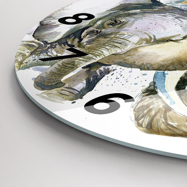 Reloj redondo pared Animales pintados Elefante