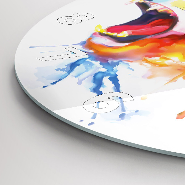 Reloj de cristal redondo León - acuarela