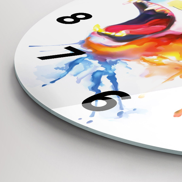 Reloj de cristal redondo León - acuarela