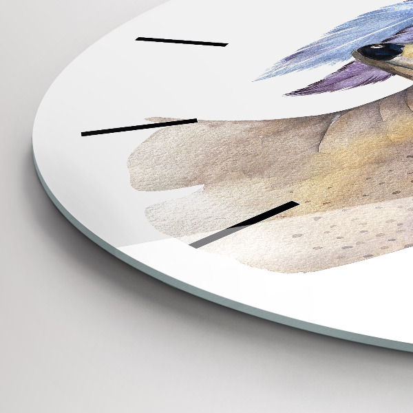 Reloj de cristal redondo Cabeza de ciervo y flores