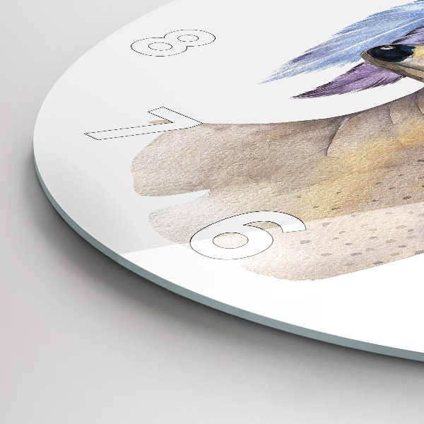 Reloj de cristal redondo Cabeza de ciervo y flores