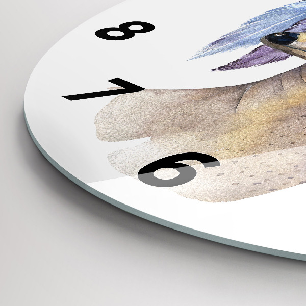 Reloj de cristal redondo Cabeza de ciervo y flores