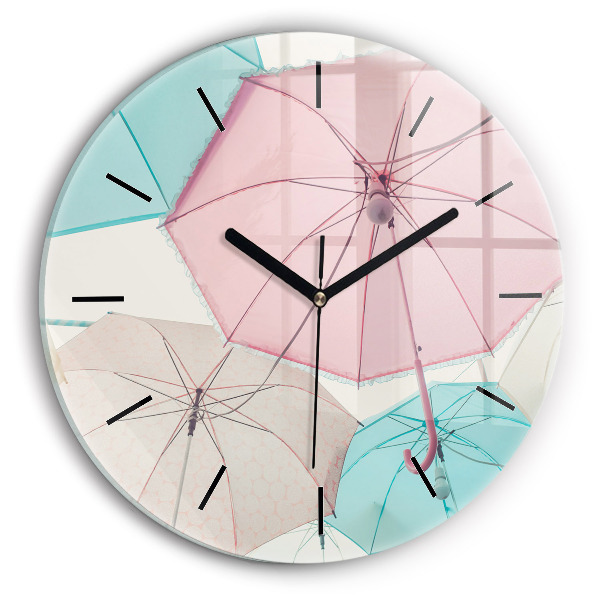 Reloj de cristal redondo Paraguas en pastel