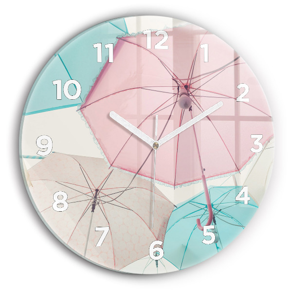 Reloj de cristal redondo Paraguas en pastel