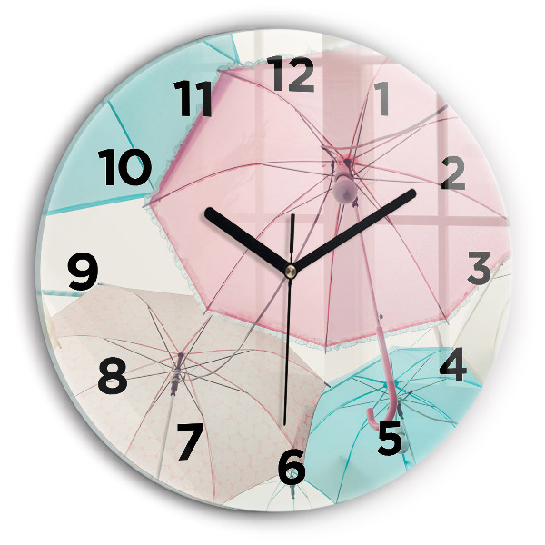 Reloj de cristal redondo Paraguas en pastel