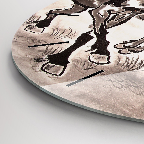 Reloj de cristal redondo Caballos al galope