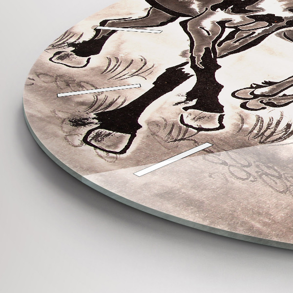 Reloj de cristal redondo Caballos al galope