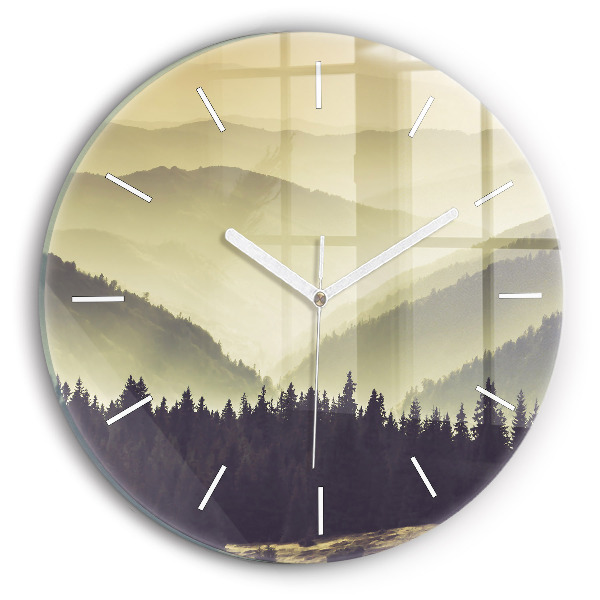 Reloj de cristal redondo Laderas neblinosas