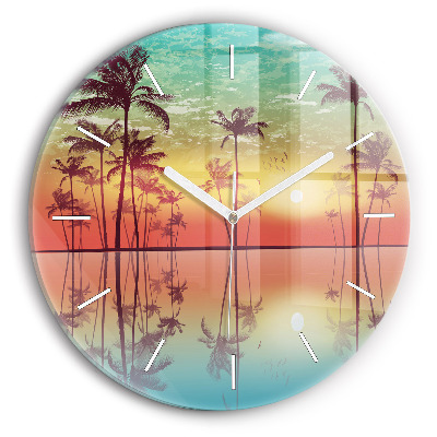 Reloj redondo pared Palmeras tropicales