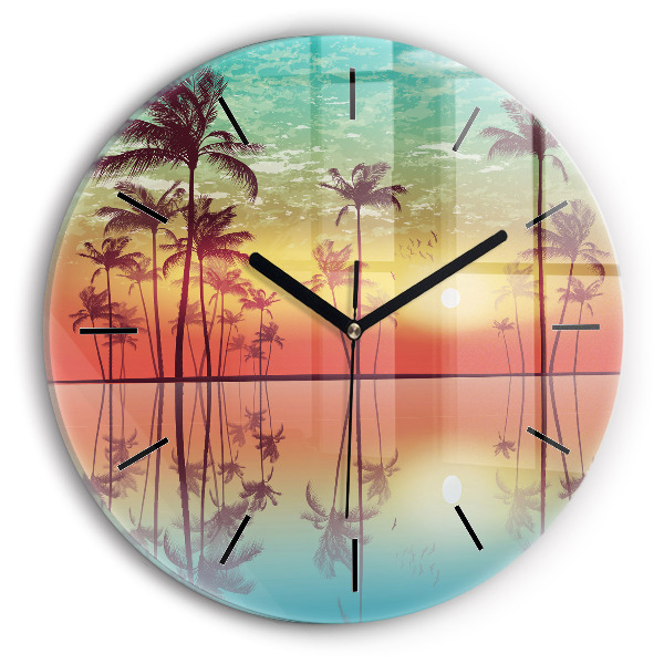Reloj redondo pared Palmeras tropicales