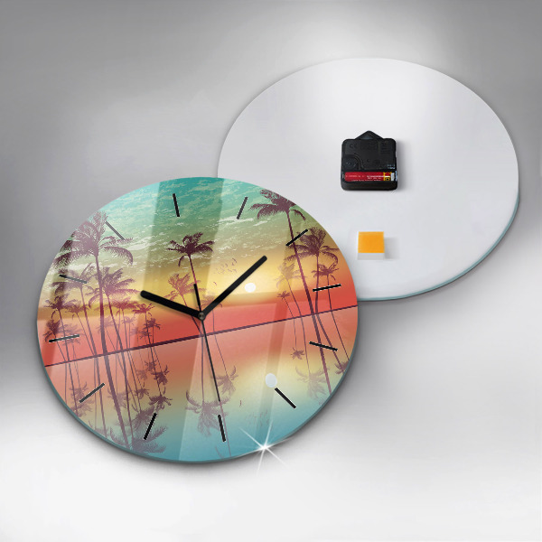 Reloj redondo pared Palmeras tropicales