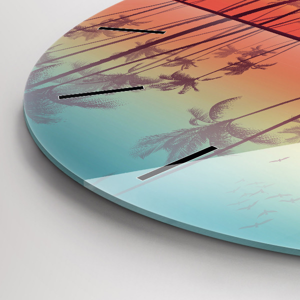 Reloj redondo pared Palmeras tropicales