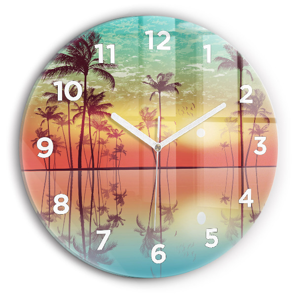 Reloj redondo pared Palmeras tropicales