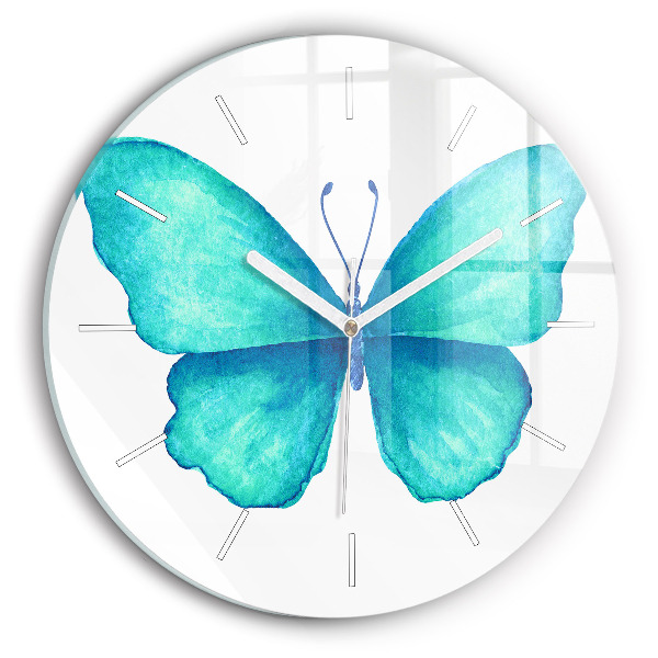 Reloj redondo pared Mariposa turquesa de verano