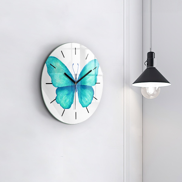 Reloj redondo pared Mariposa turquesa de verano