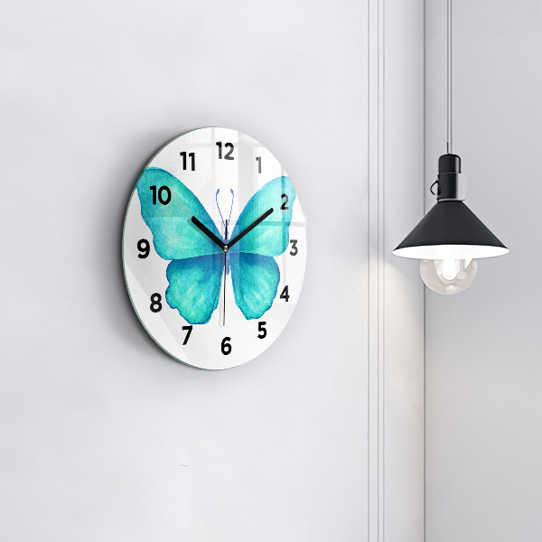 Reloj redondo pared Mariposa turquesa de verano