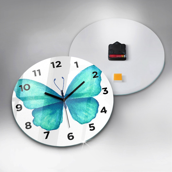 Reloj redondo pared Mariposa turquesa de verano