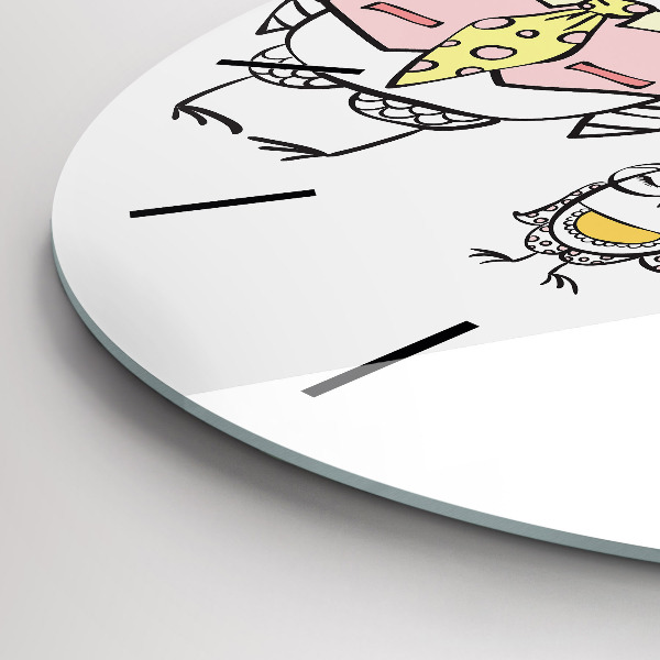 Reloj redondo pared Póster vintage con búhos