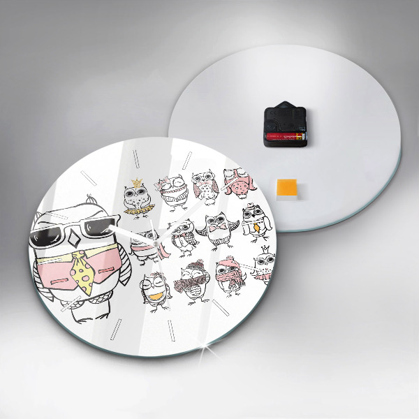 Reloj redondo pared Póster vintage con búhos